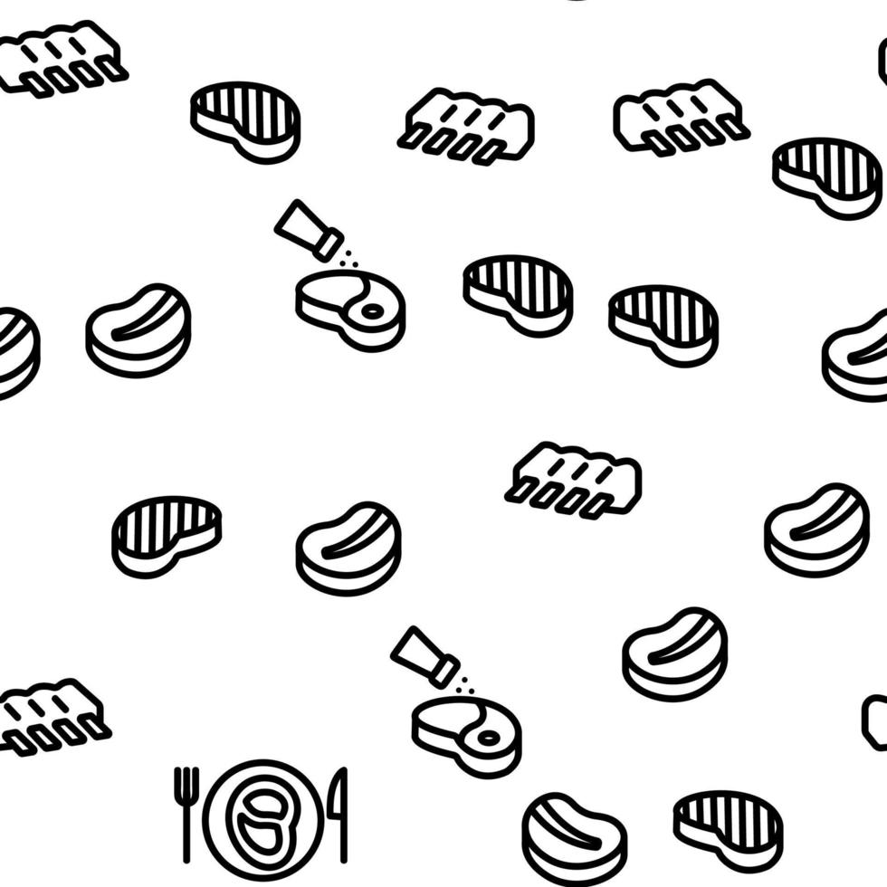 Meat Steak Vector Seamless Pattern