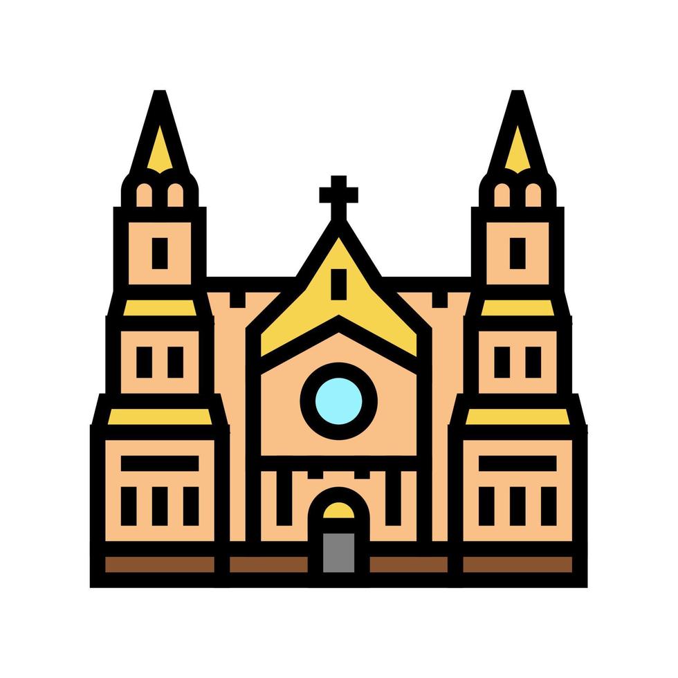 ilustración de vector de icono de color de edificio de catedral