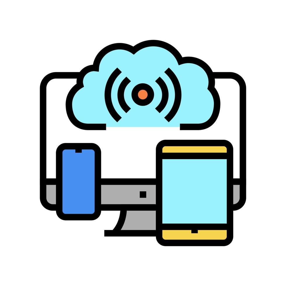 ilustración de vector de icono de color de almacenamiento en la nube