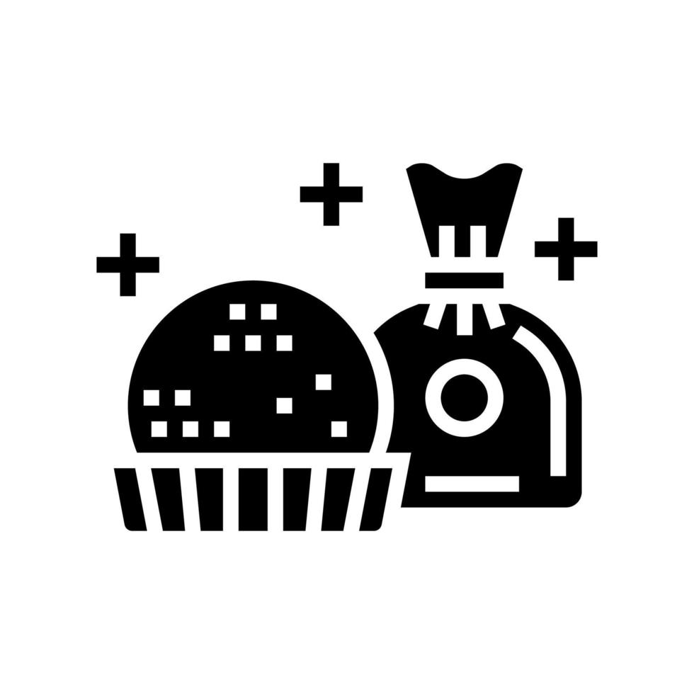 chocolate candy in spherical form glyph icon vector illustration