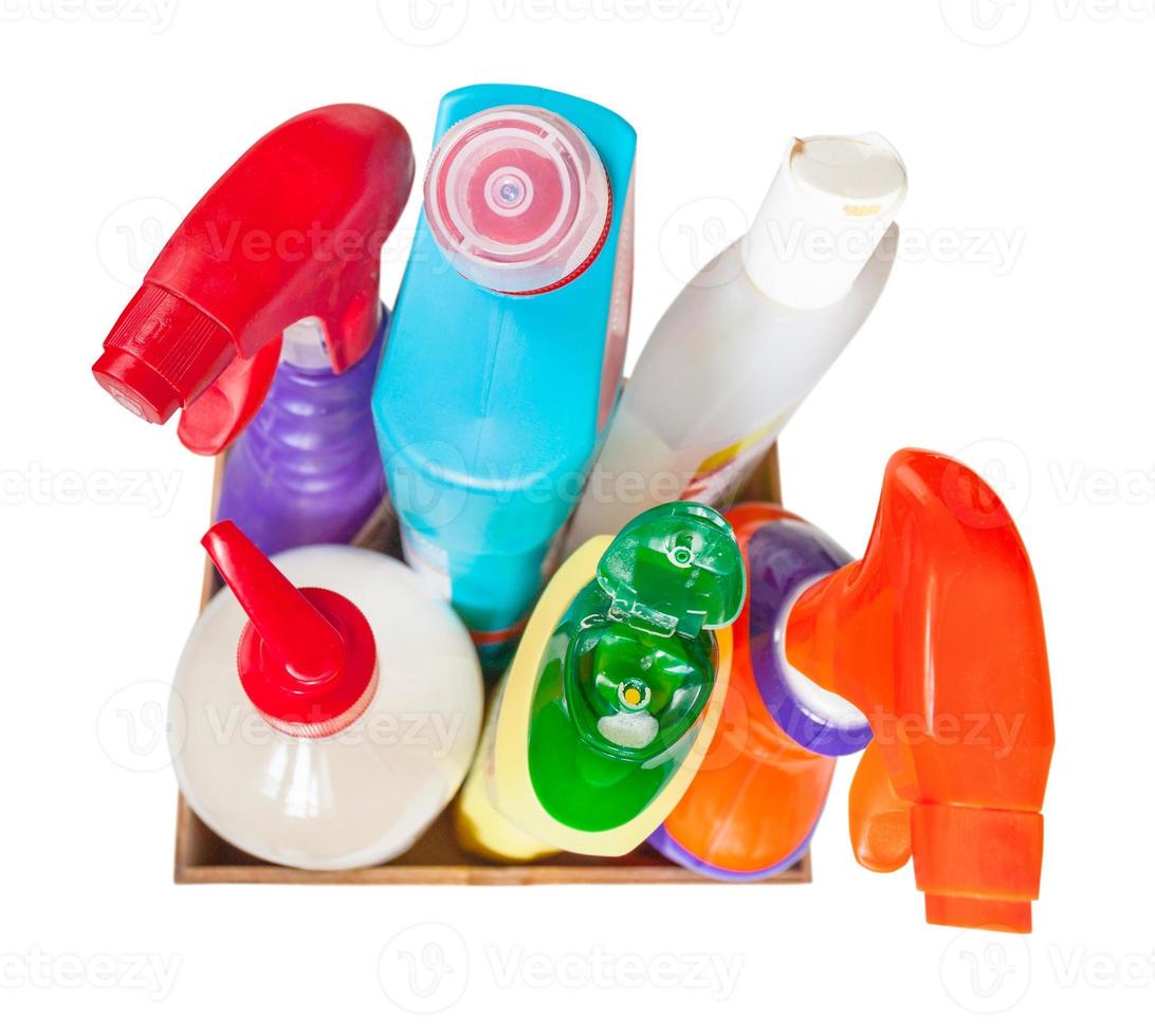 top view of various detergents isolated photo