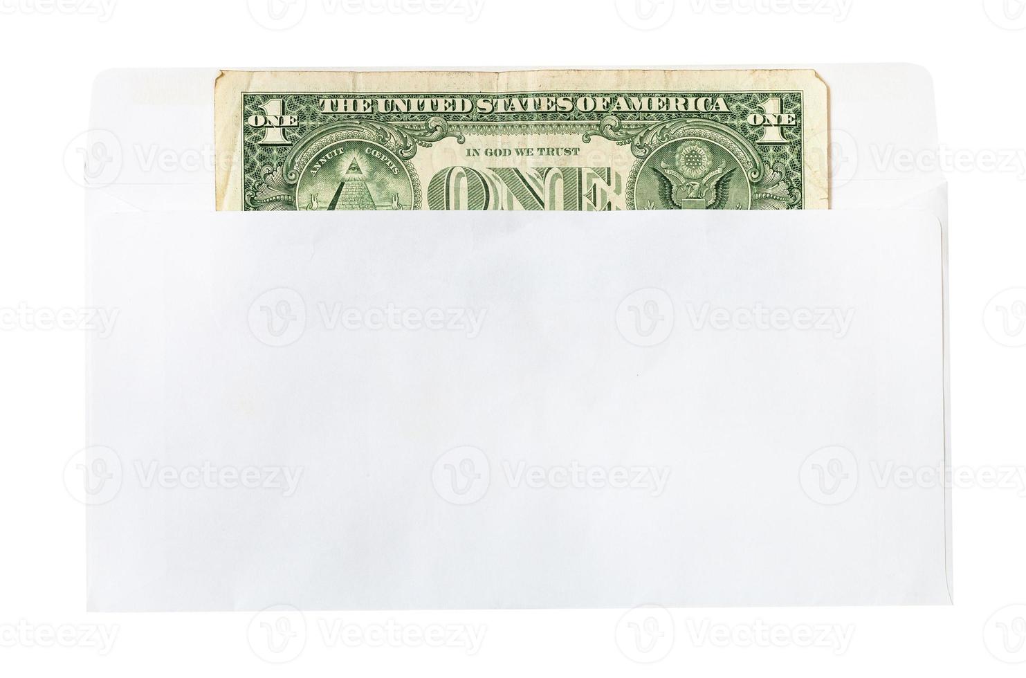 one united states one-dollar bill in mail envelope photo