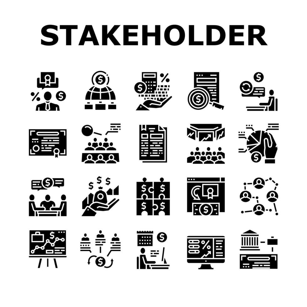 Stakeholder Business Collection Icons Set Vector