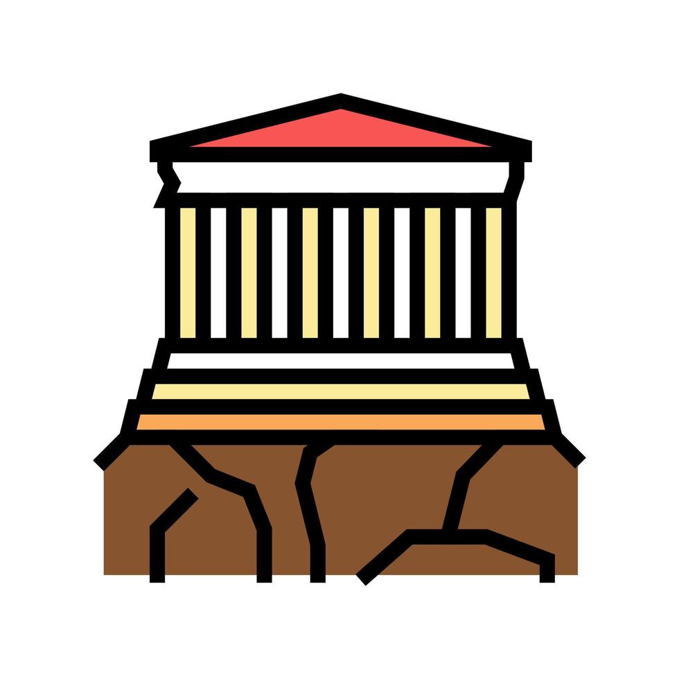 acropolis ancient greece architecture building color icon vector illustration