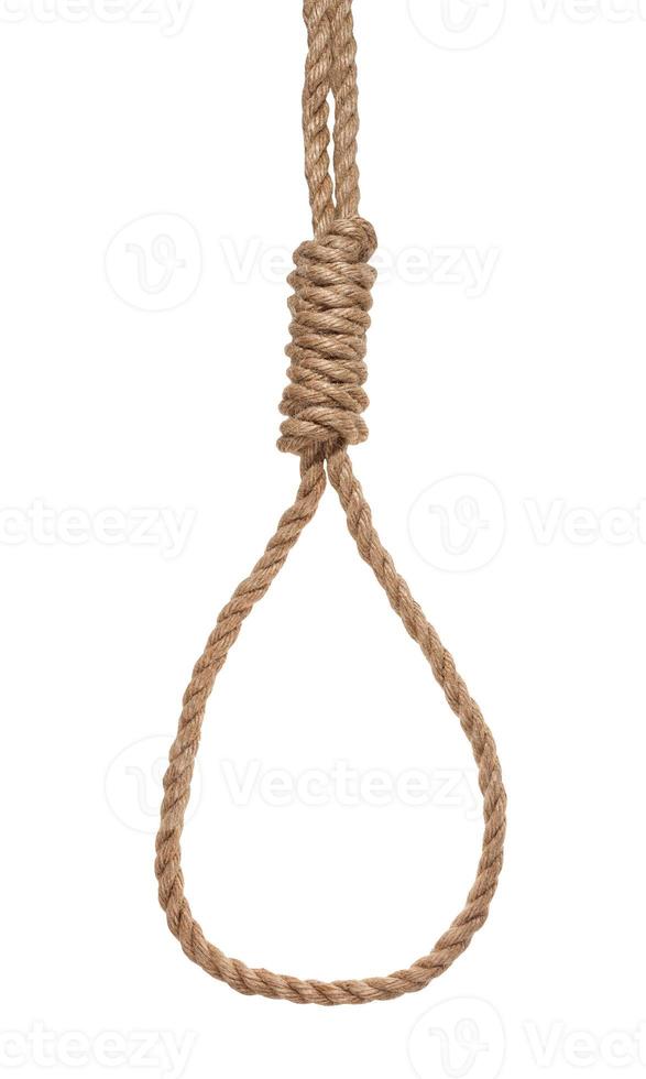 another side of hangman's knot tied on jute rope photo