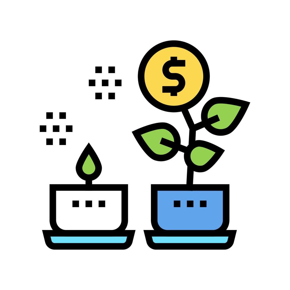 ilustración de vector de icono de color de planta de crecimiento de dinero