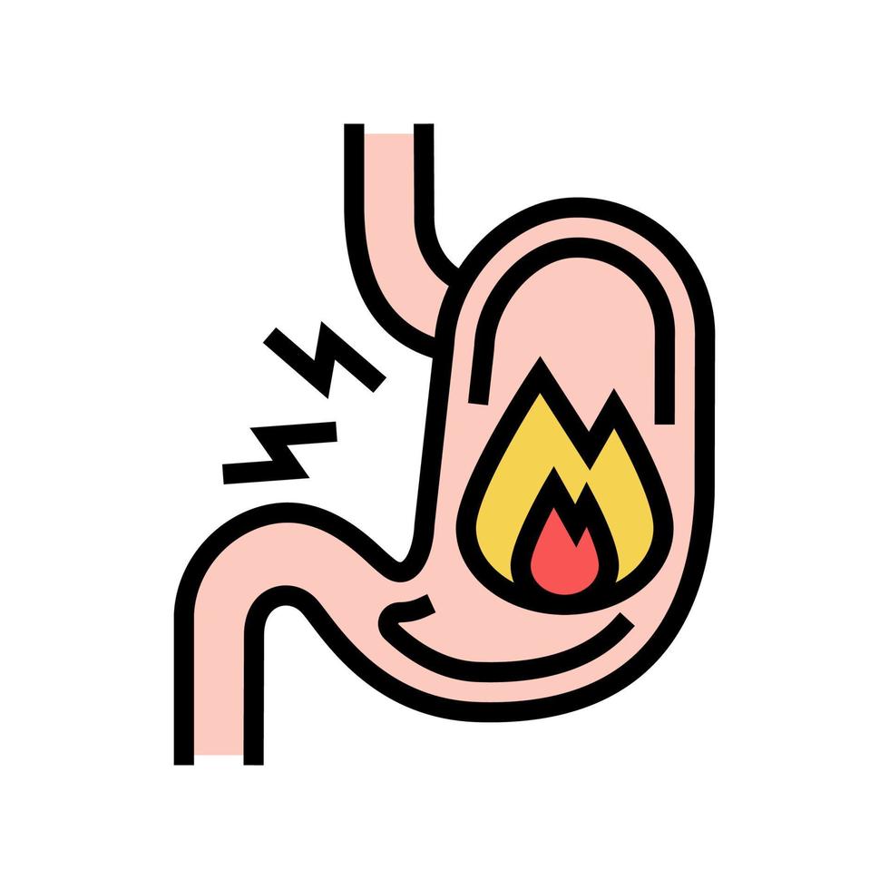 heartburn stomach color icon vector illustration