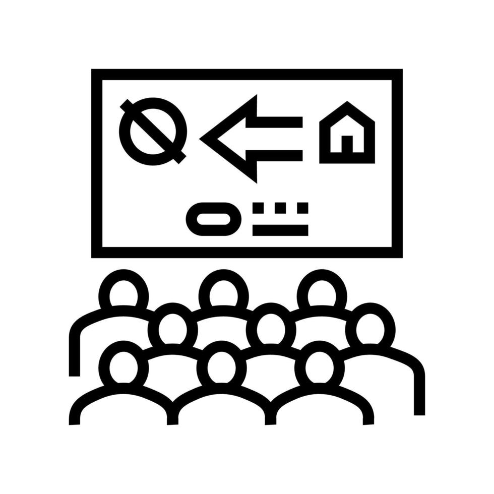 colonization presentation meeting line icon vector illustration