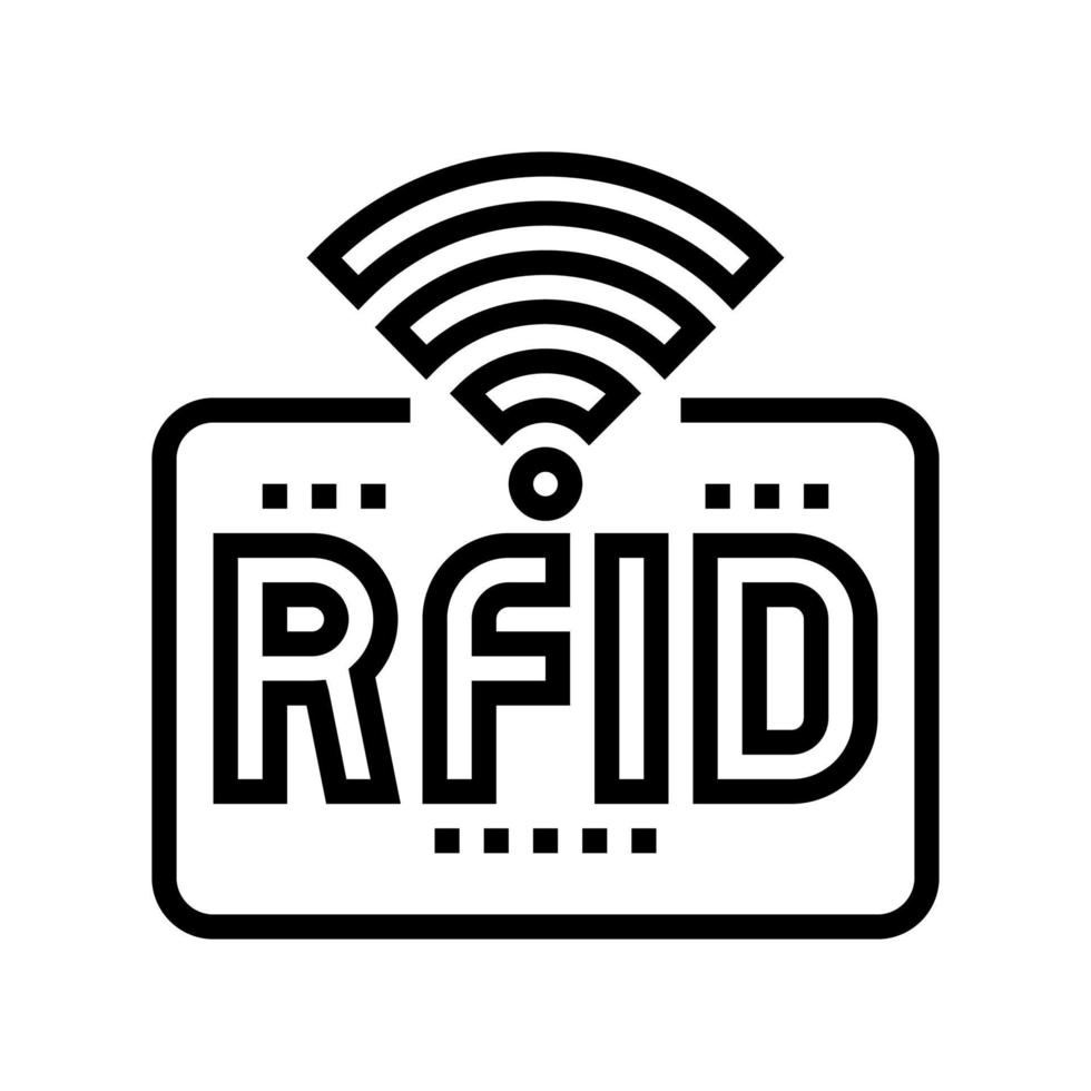 Ilustración de vector de icono de línea de señal inalámbrica rfid