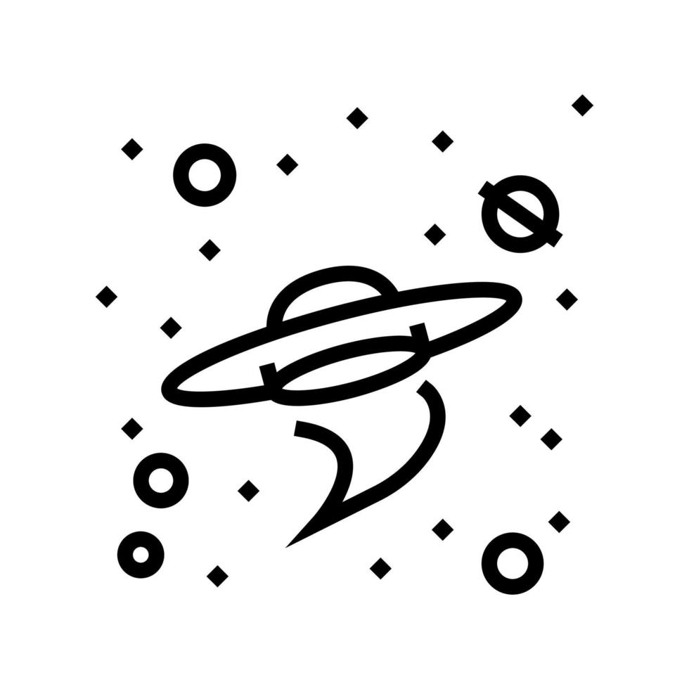 flying saucer alien in galaxy line icon vector illustration