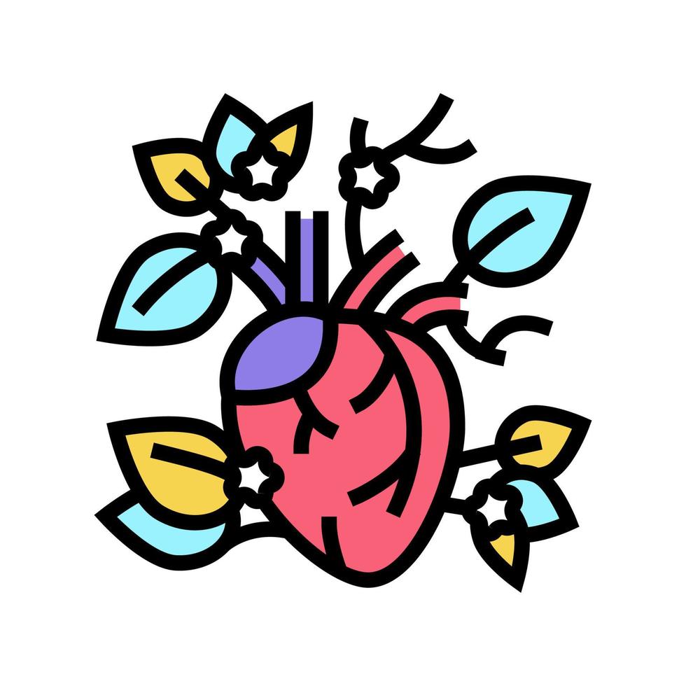 ilustración de vector de icono de color de corazón floreciente