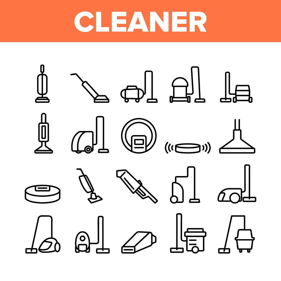 Vacuum Cleaner Device Collection Icons Set Vector