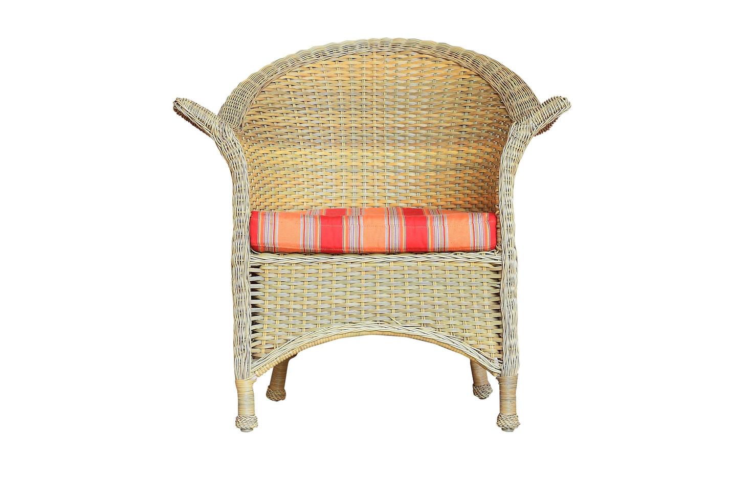 Rattan arm chair isolate on white background photo