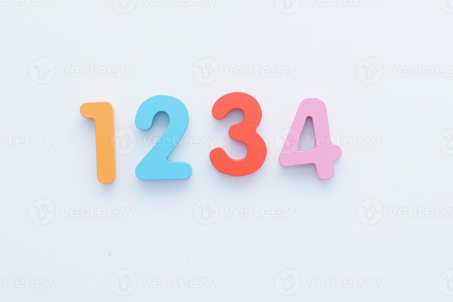 1234 toy block on white background , photo