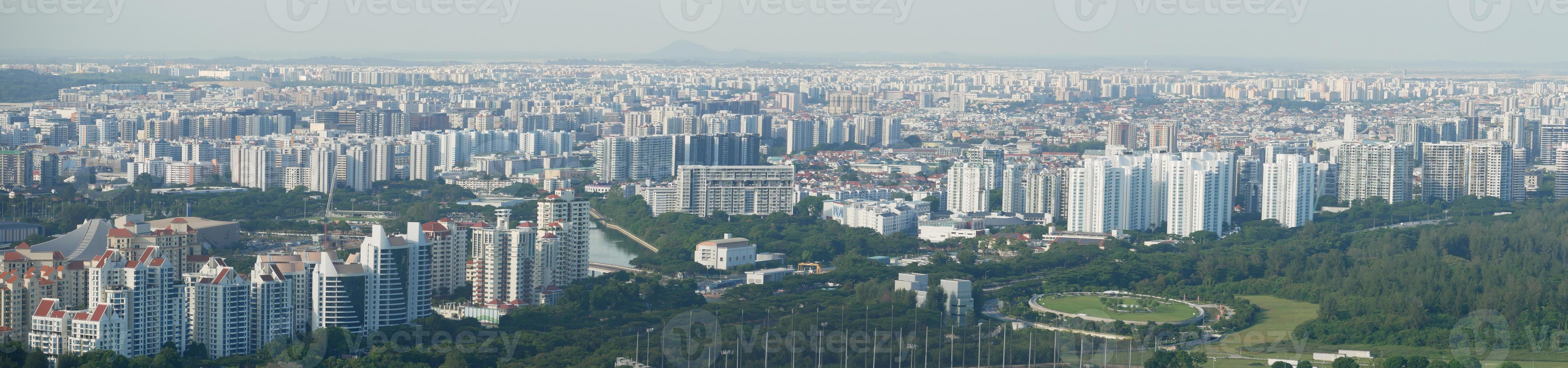 panorama view of of singapore city buildings. photo