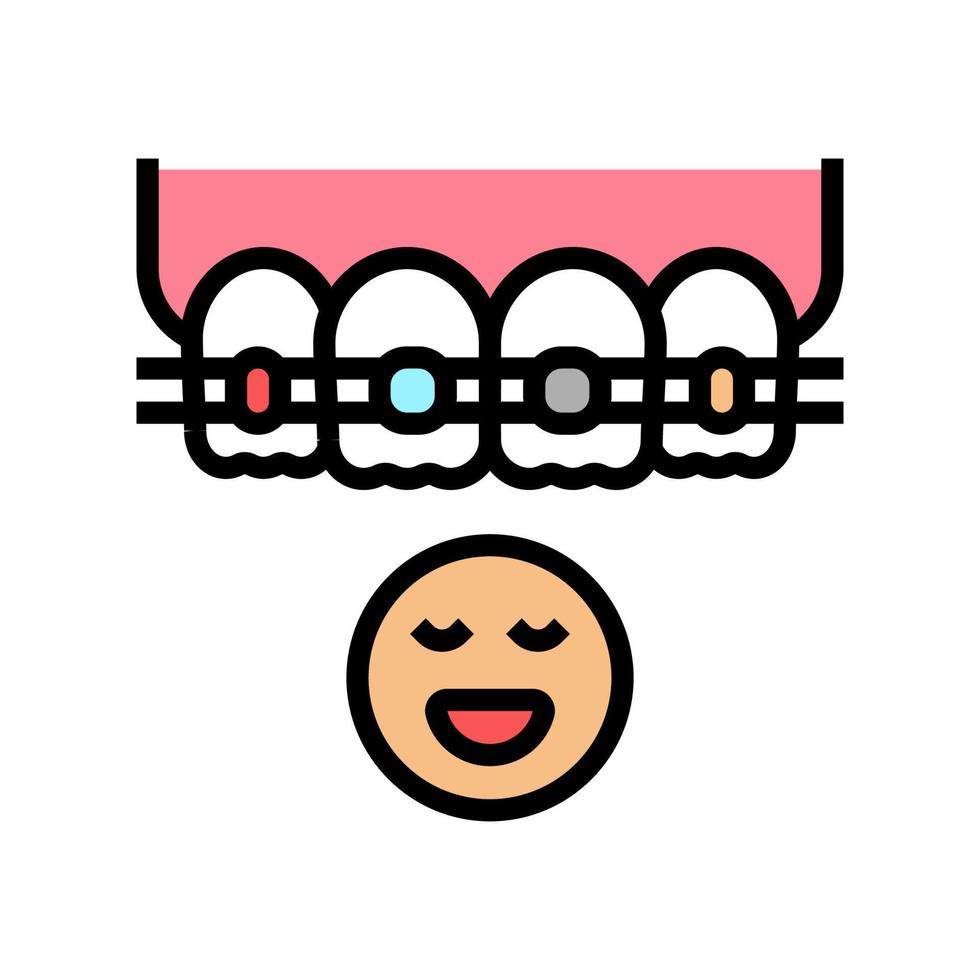 Ilustración de vector de icono de color de frenos de dientes de niño