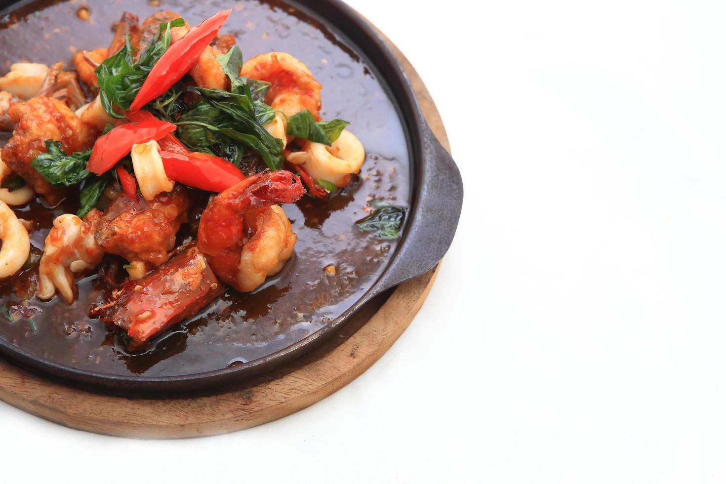 seafood stir fried with Thai herb. photo