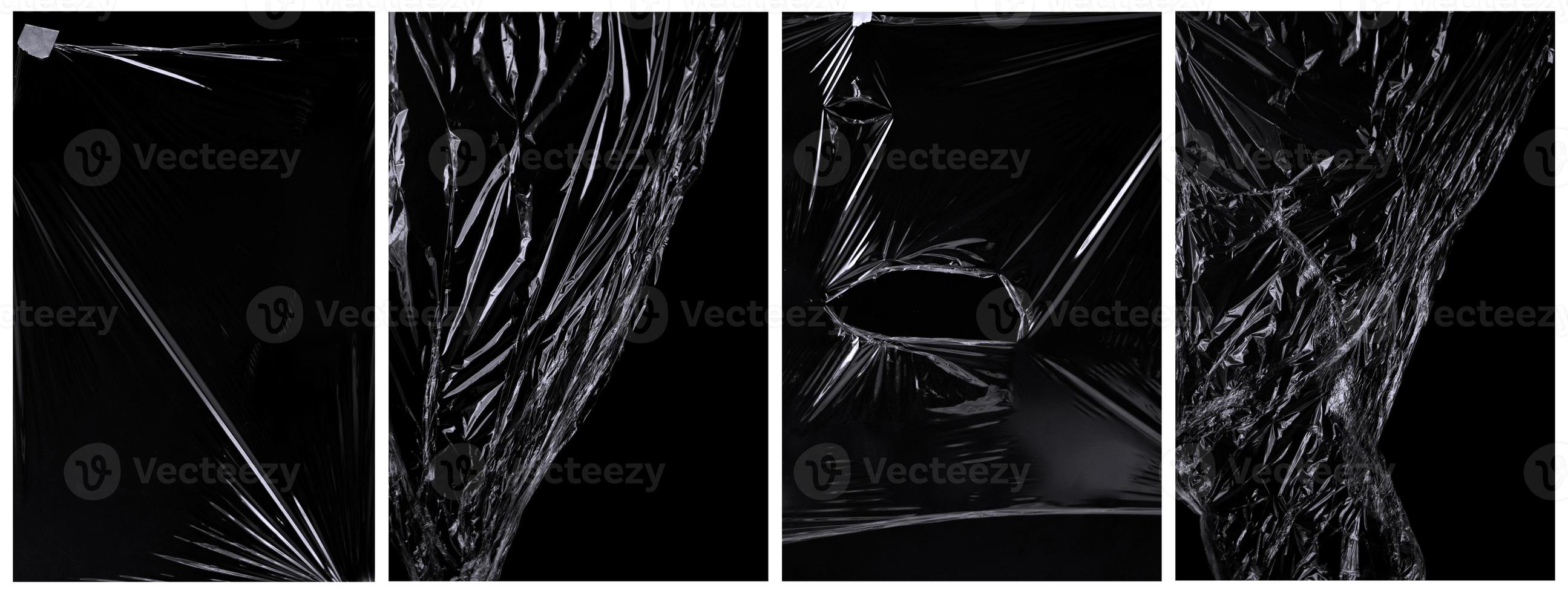 collection of plastic wrap texture for background and photo overlay effect. set of wrinkled