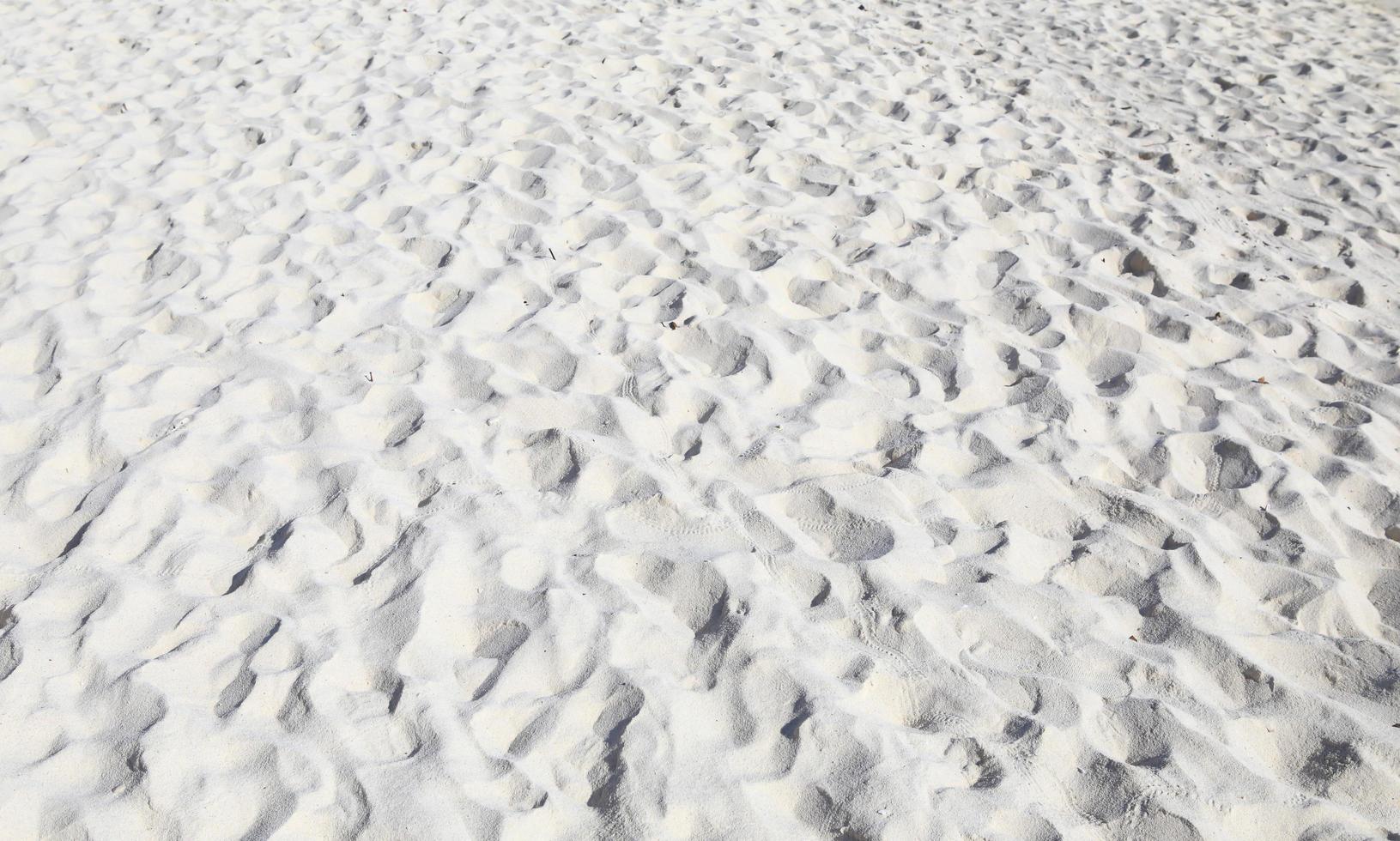 sand beach, wave and footsteps at sunset time photo