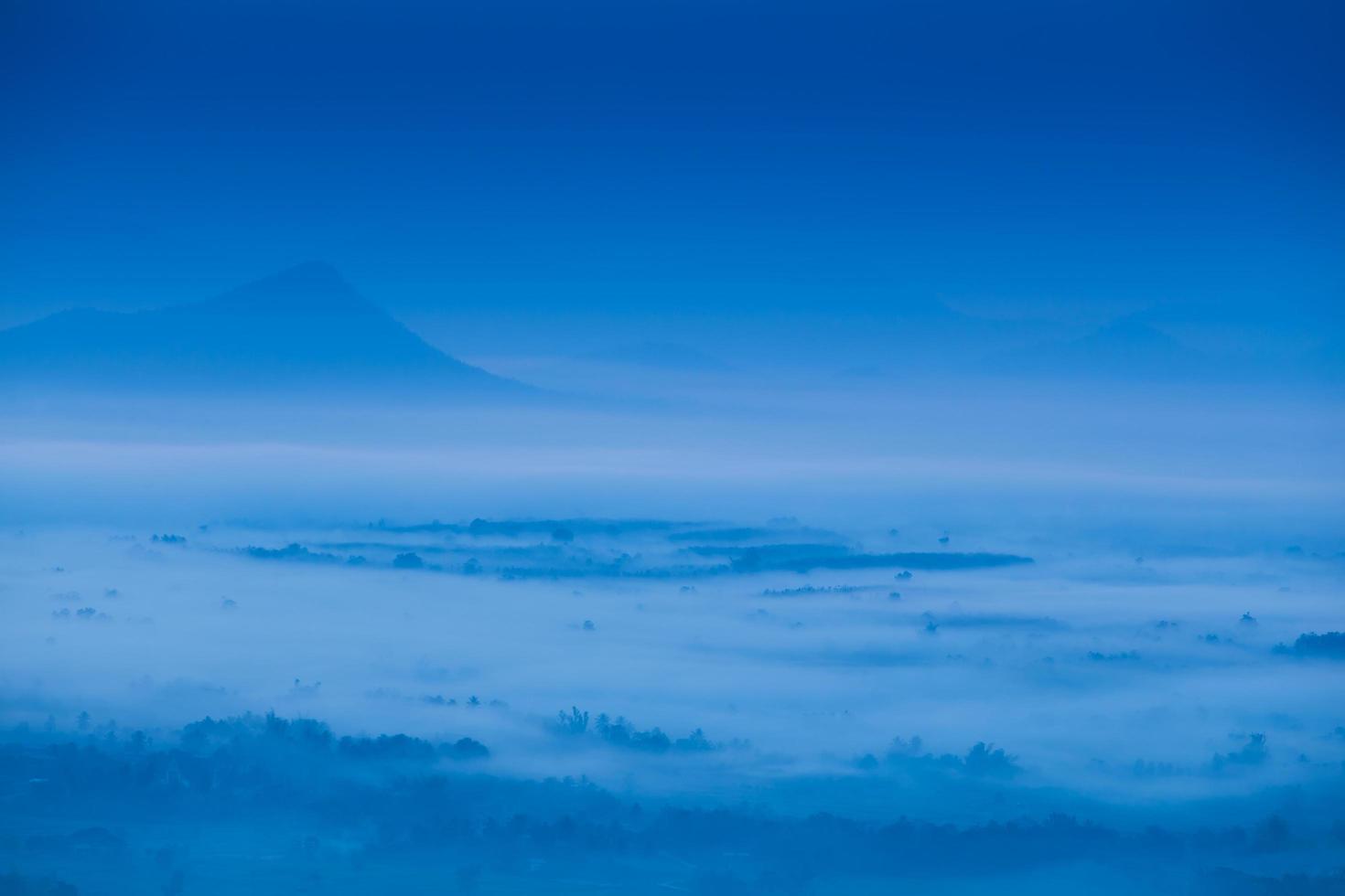 fog and cloud mountain valley sunrise landscape photo