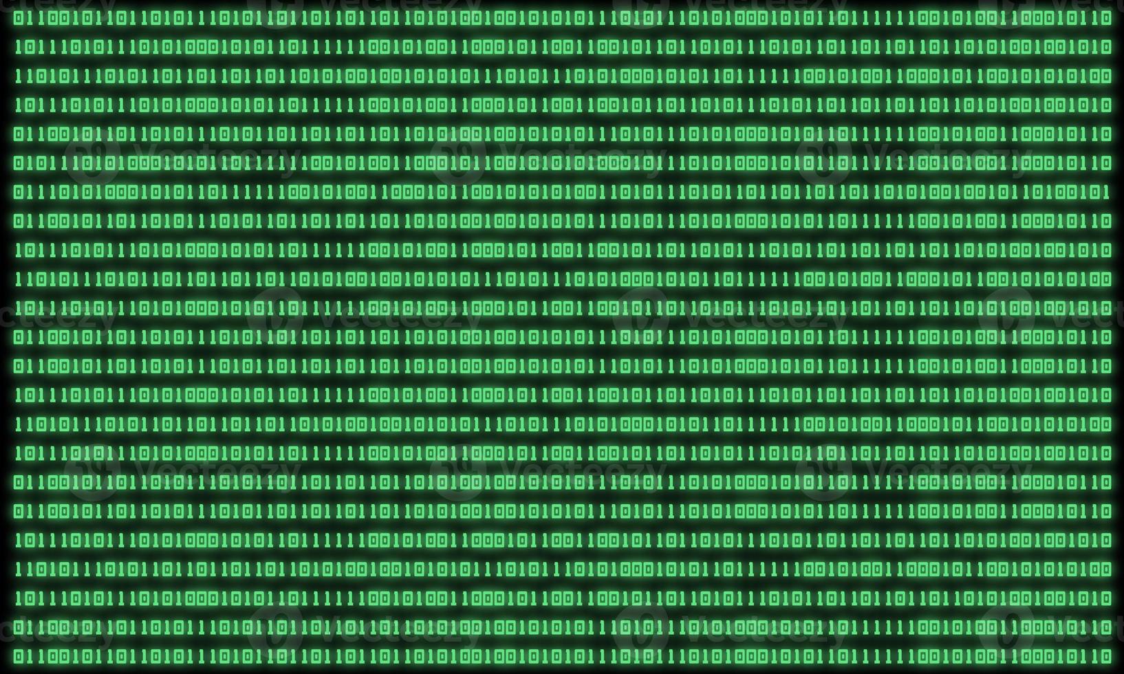 Green Binary code computer language on black background. photo