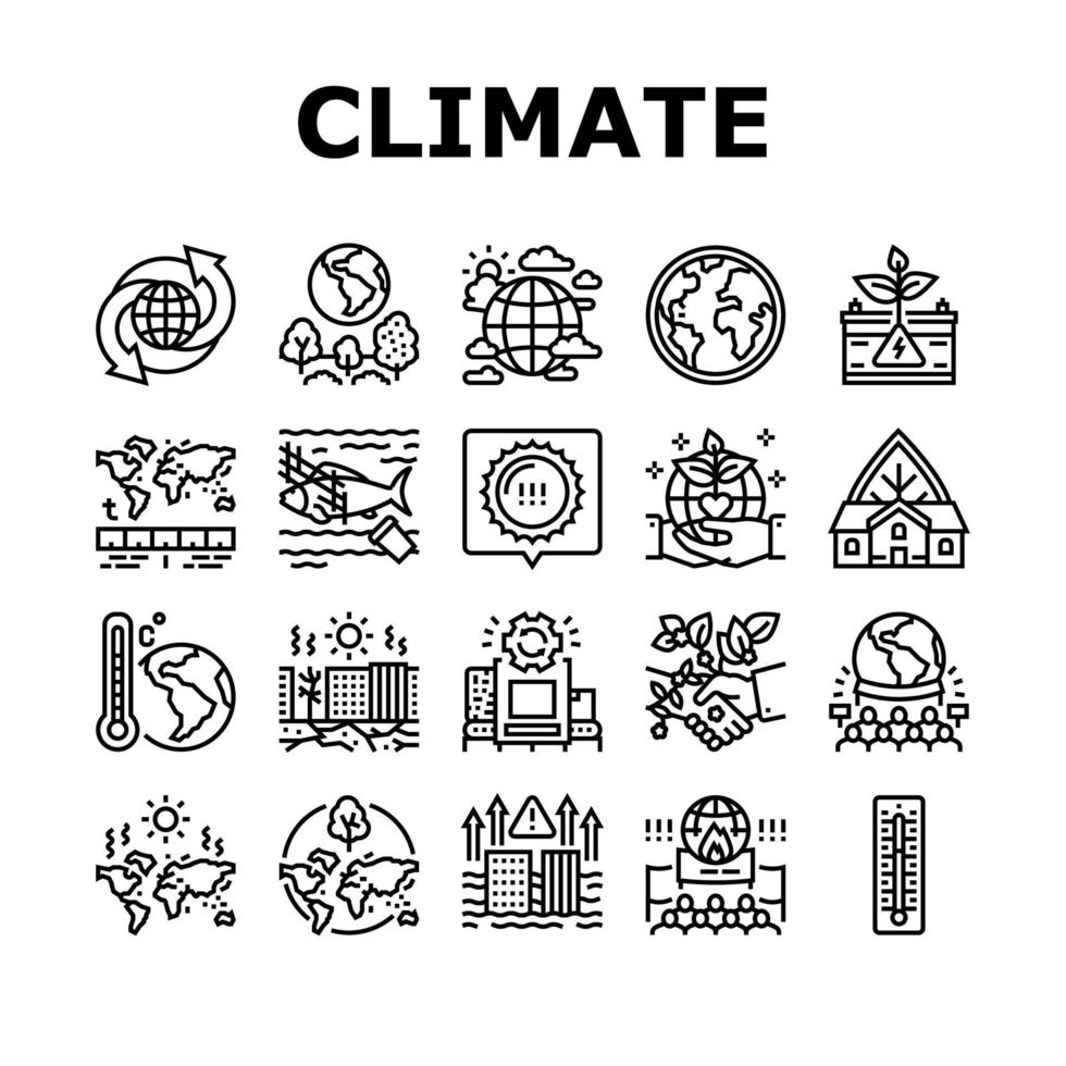 Climate Change And Environment Icons Set Vector
