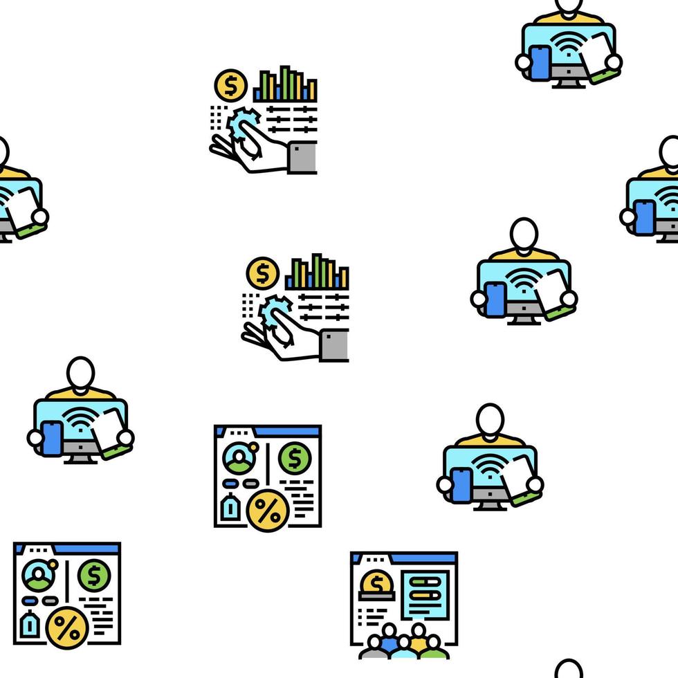 fintech tecnología financiera vector de patrones sin fisuras