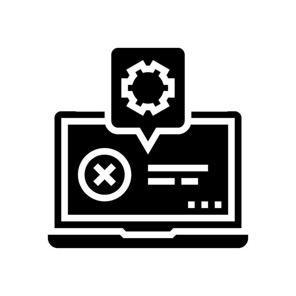 ilustración de vector de icono de glifo de reparación de laptop