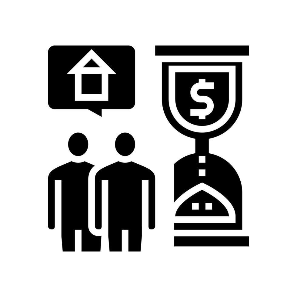 time of payment of mortgage glyph icon vector illustration
