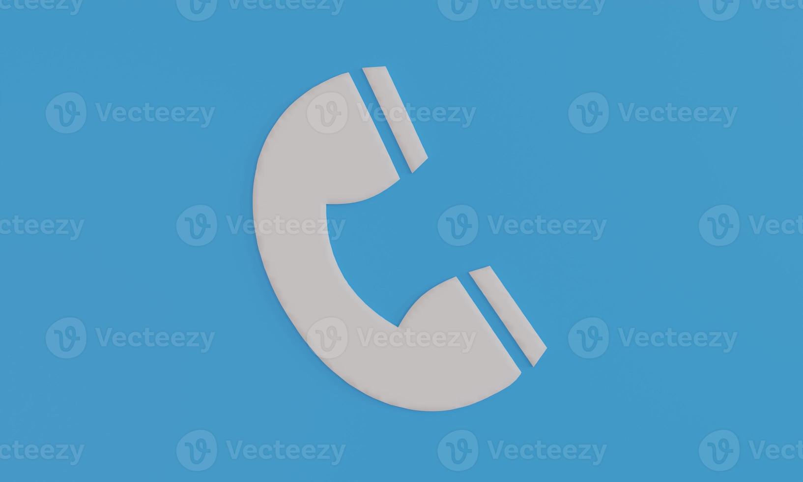 Minimal phone symbol on blue background. 3D illustration. photo