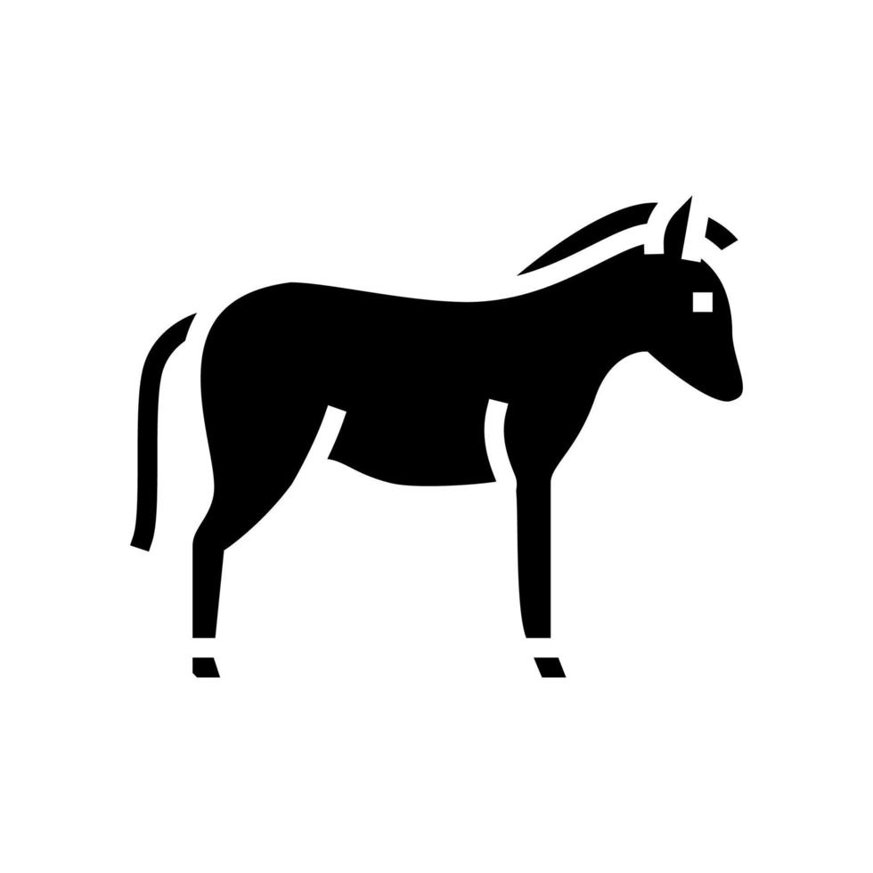 burro animal doméstico glifo icono vector ilustración