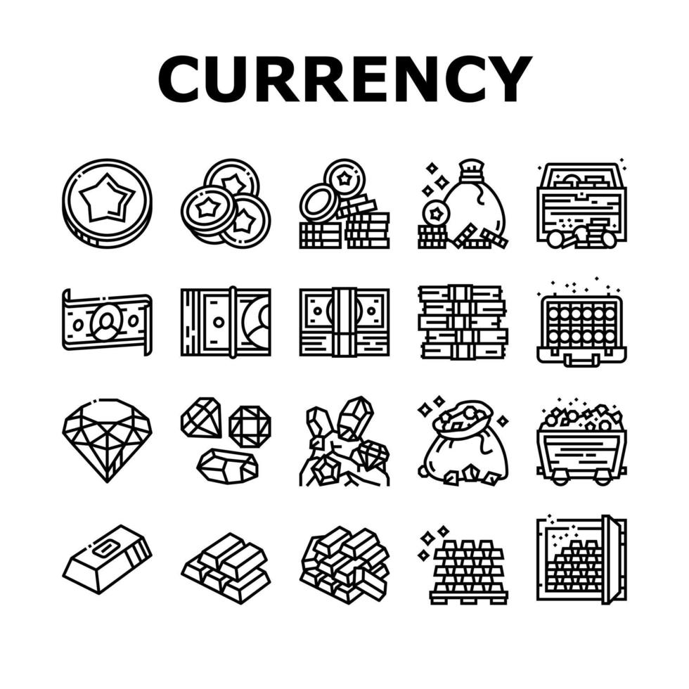 conjunto de iconos de colección de videojuegos de moneda vector
