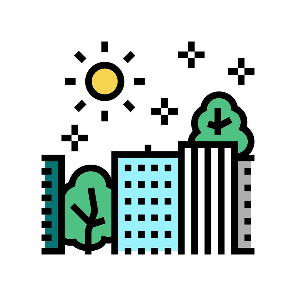 Ilustración de vector de icono de color de ciudad ecológicamente limpia