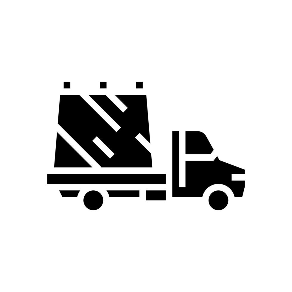 glass transportation on truck glyph icon vector illustration