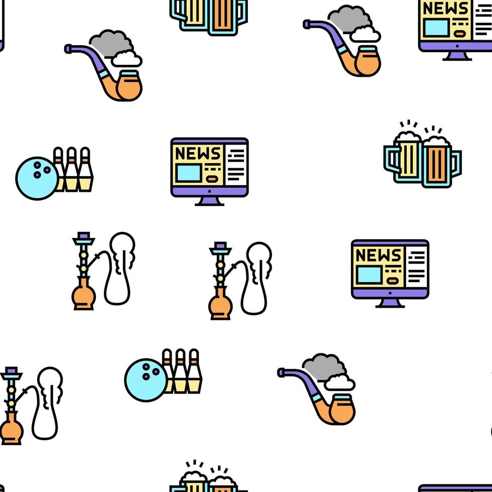 Mens Leisure Time Collection Icons Set Vector