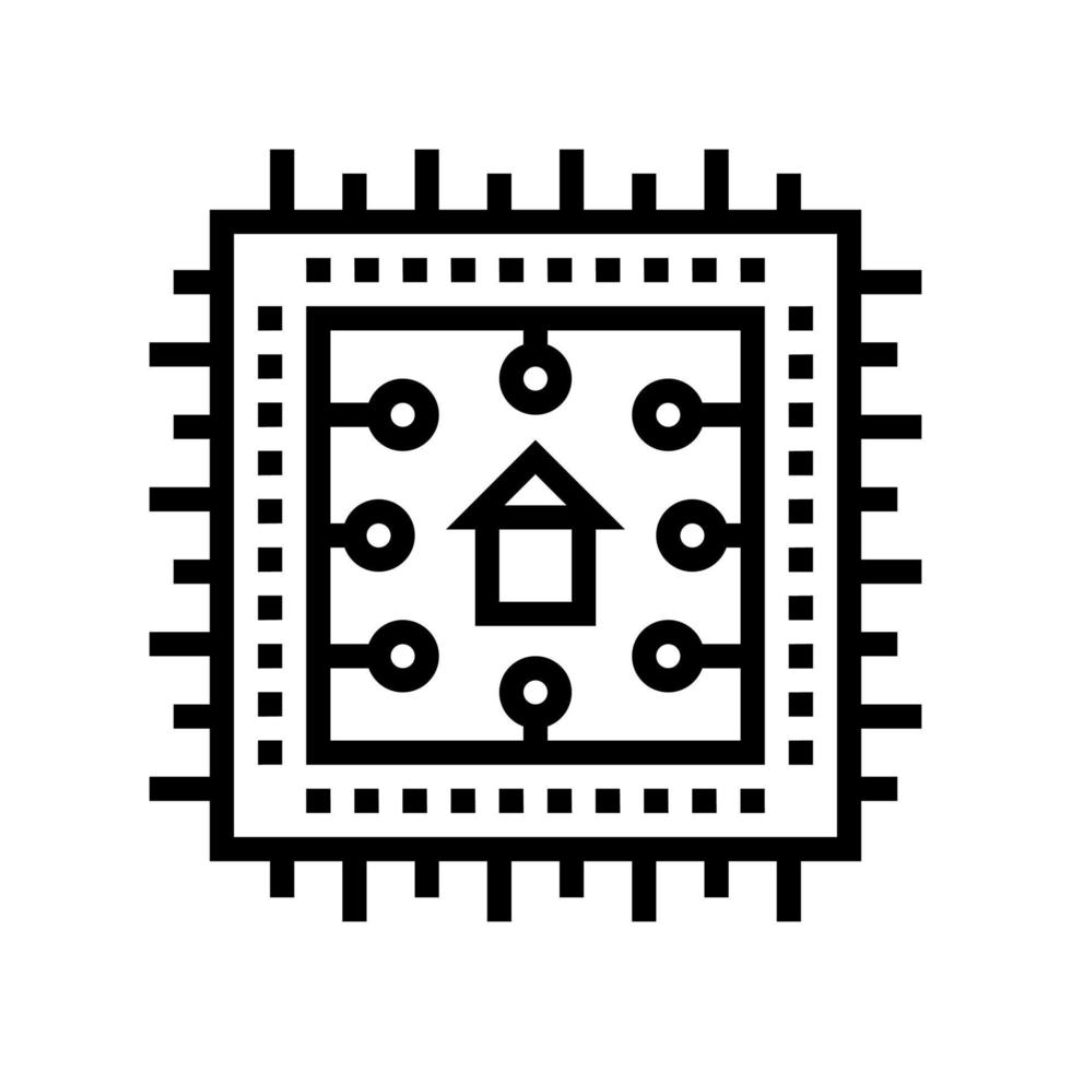 chip of smart home system line icon vector illustration