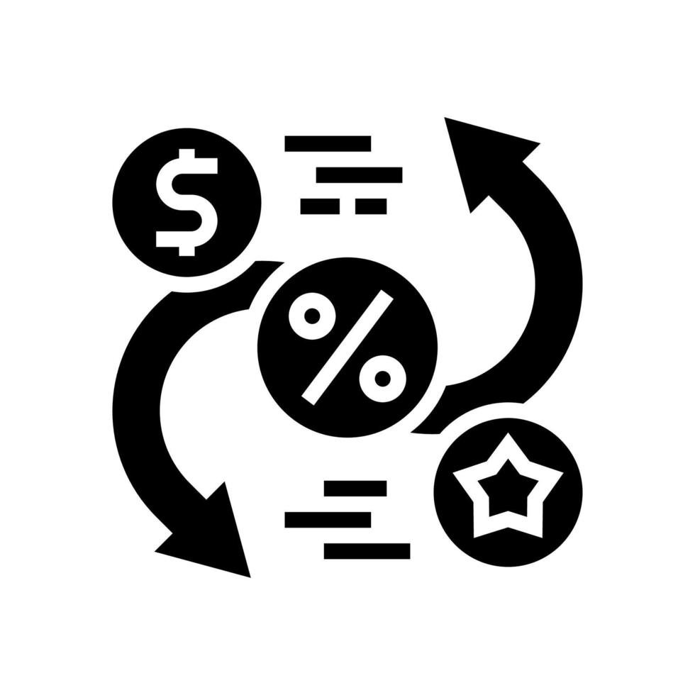 exchange money on bonus glyph icon vector illustration