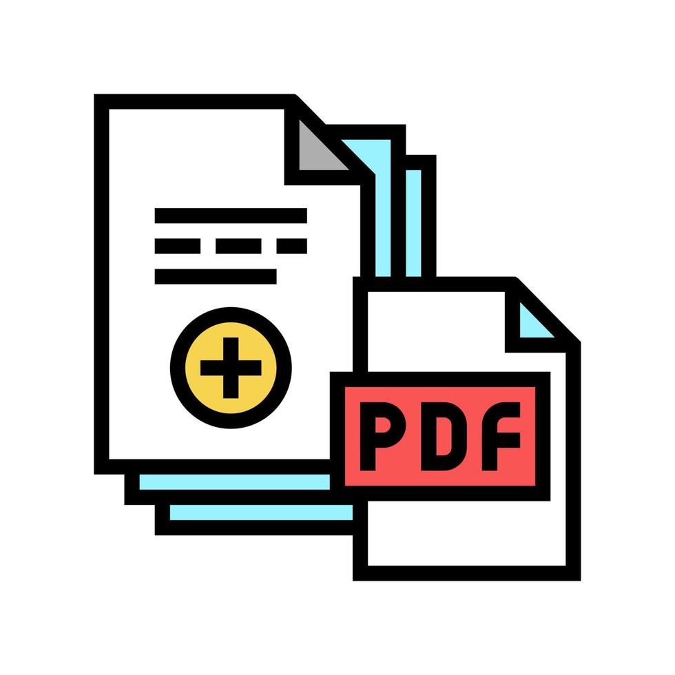 documentation scan adding in pdf file color icon vector illustration
