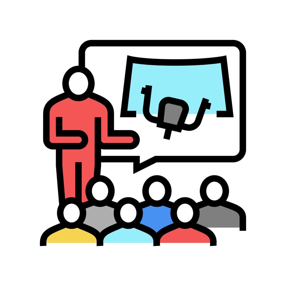 teacher teaching in flight school color icon vector illustration