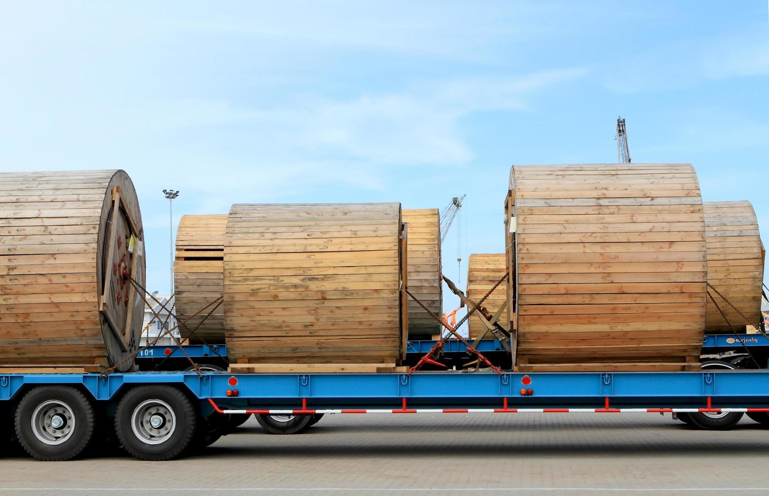 Transportation of metal products on road photo