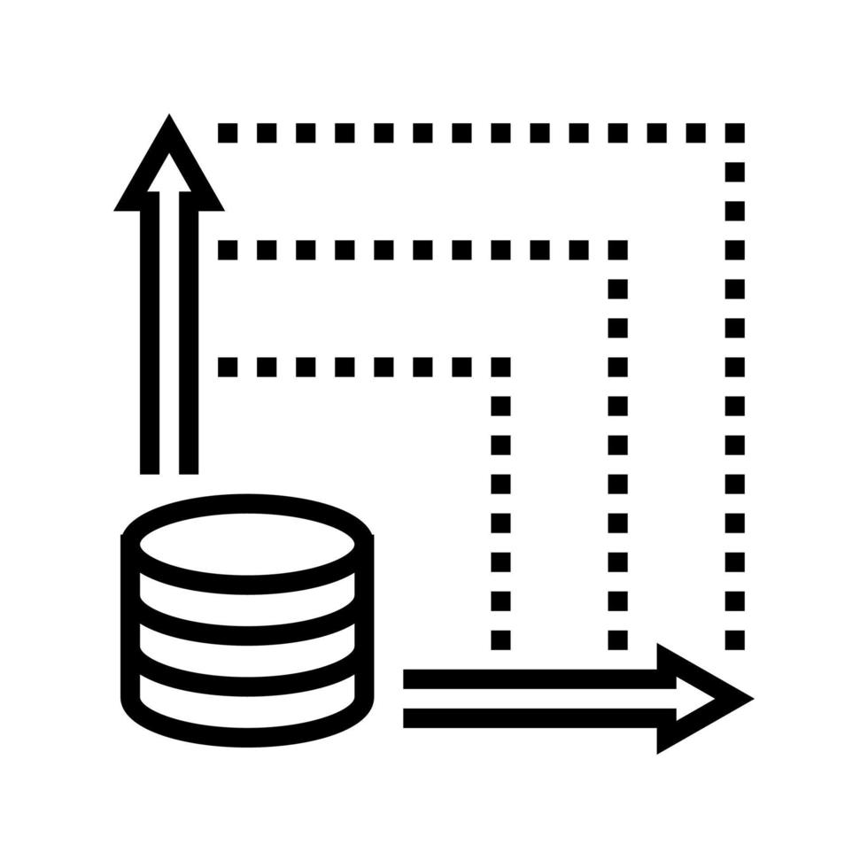 Ilustración de vector de icono de línea de procesamiento digital de monitoreo gráfico