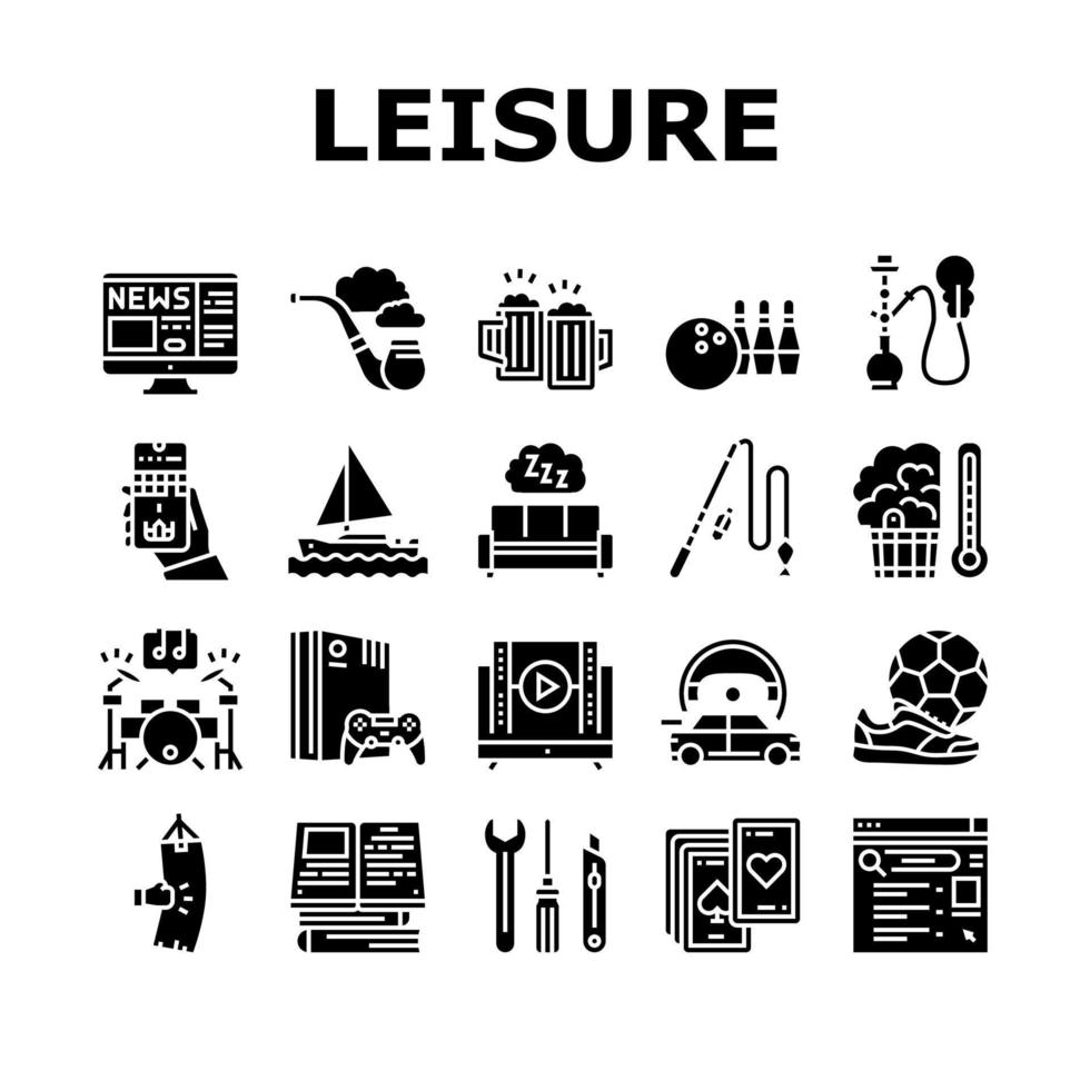 Mens Leisure Time Collection Icons Set Vector