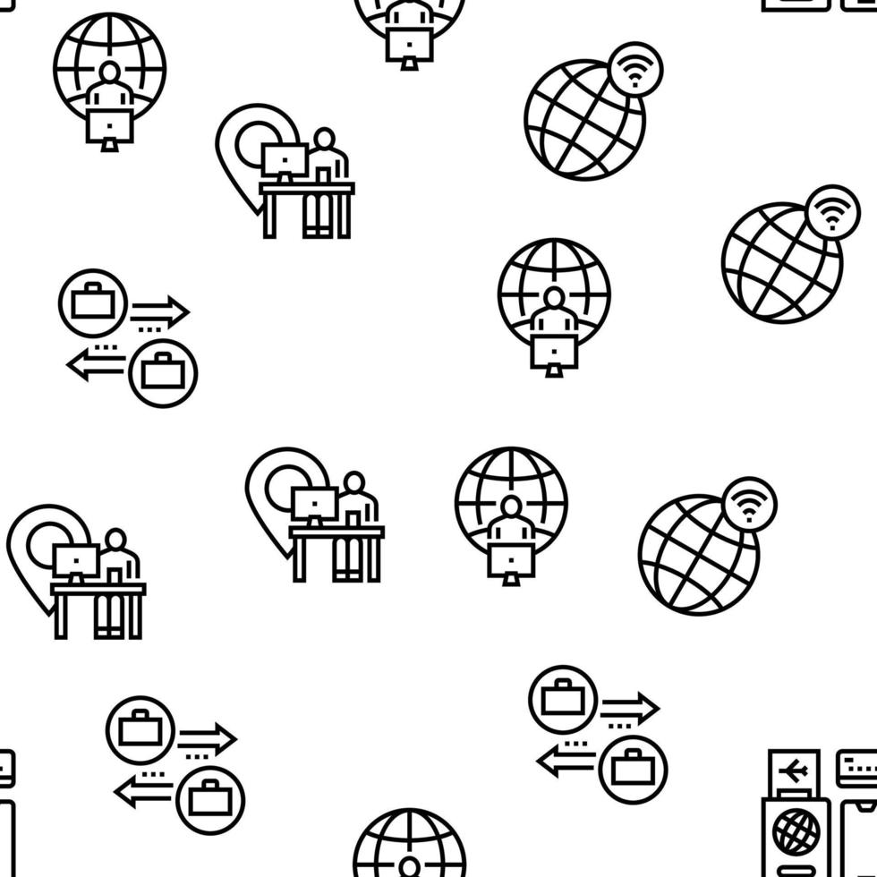 Digital Nomad Worker Vector Seamless Pattern