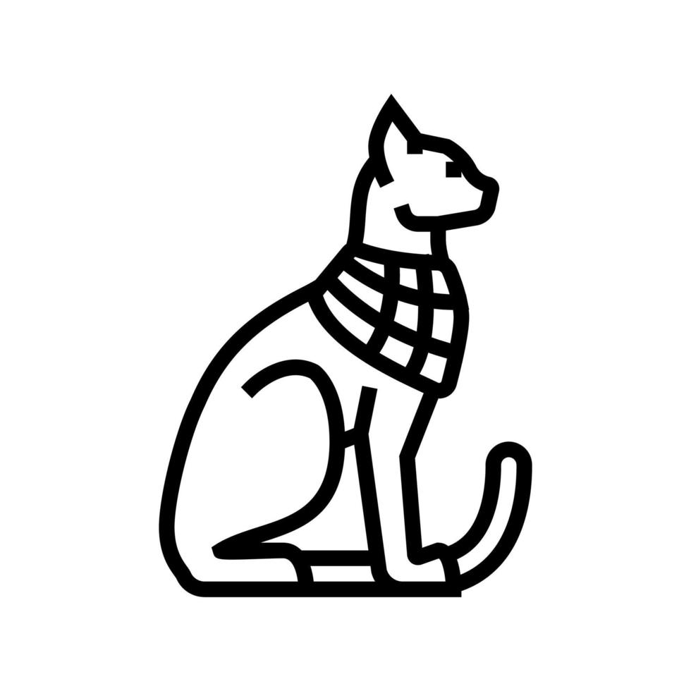 gato egipto animal línea icono vector ilustración