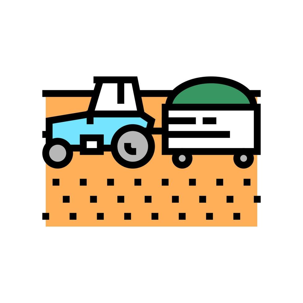 tractor con cosecha en campo color icono vector ilustración