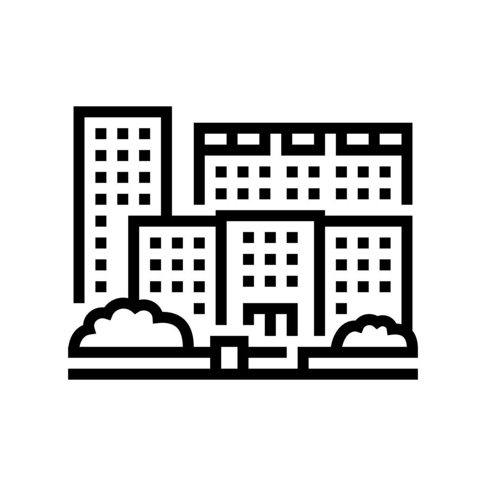 residential complex apartment building line icon vector illustration