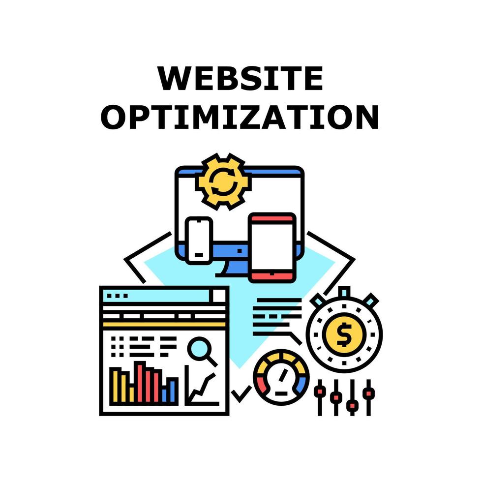 Ilustración de vector de icono de optimización de sitio web