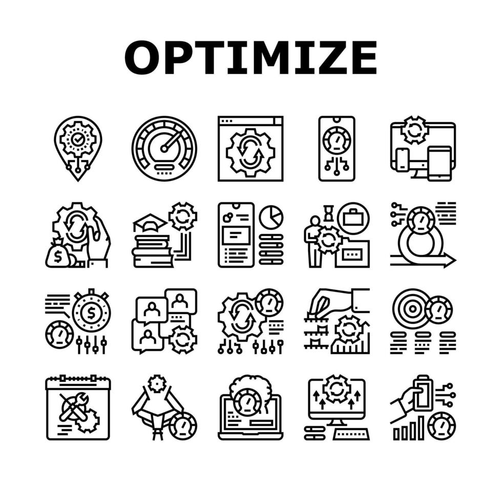 Optimize Operations Collection Icons Set Vector