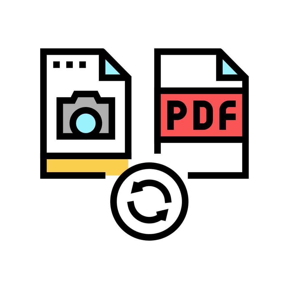 convert photo to pdf file color icon vector illustration