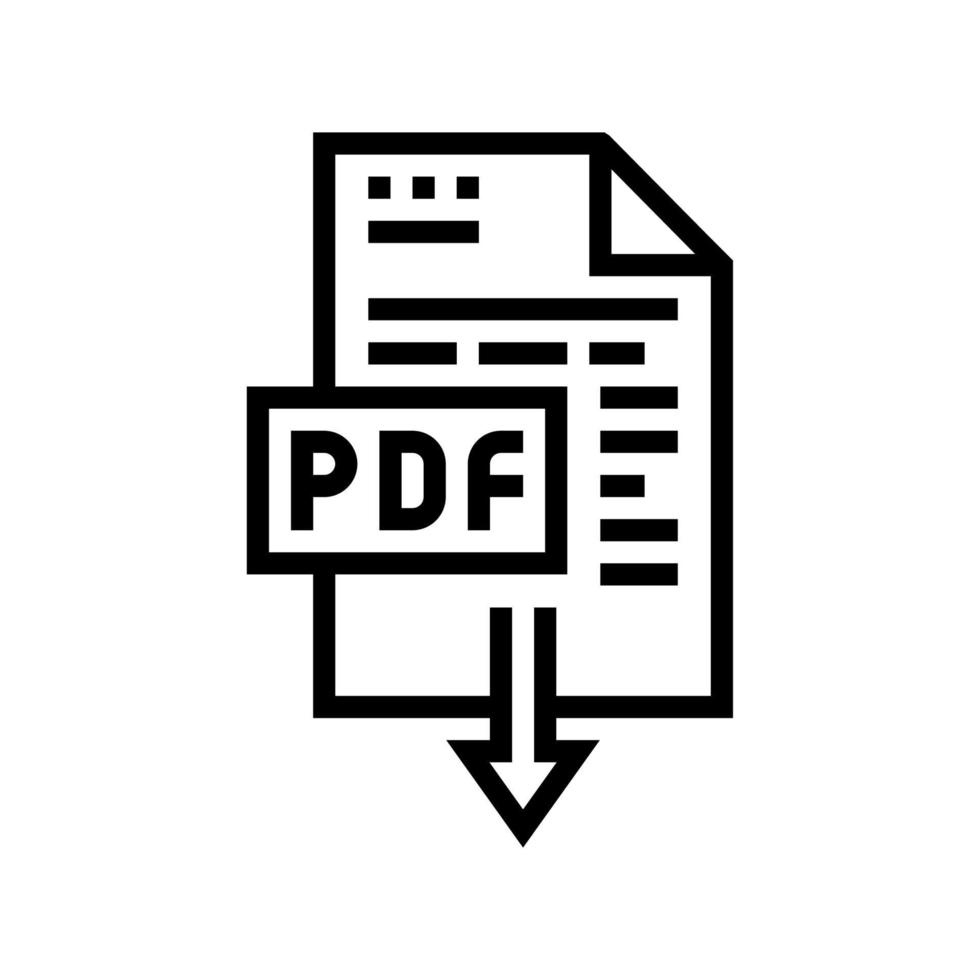 descargar archivo pdf icono de línea ilustración vectorial vector